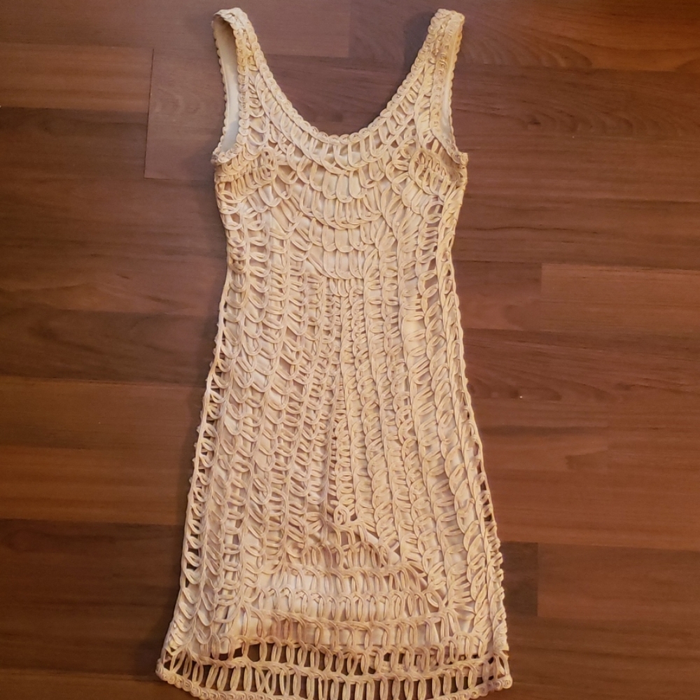 Sleeveless Crochet Midi Dress in Cream